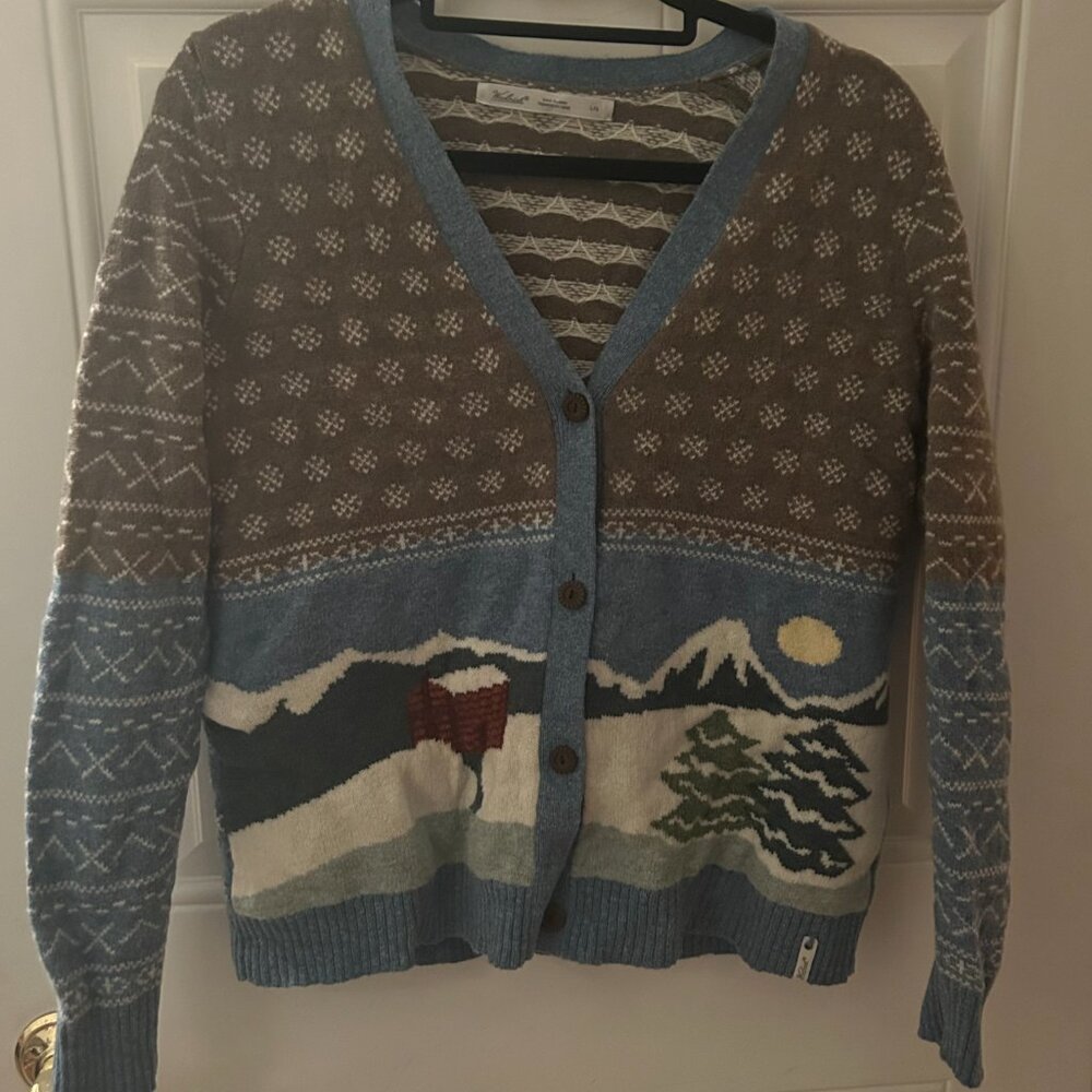 Woolrich Lambswool Winter Scene Cardigan